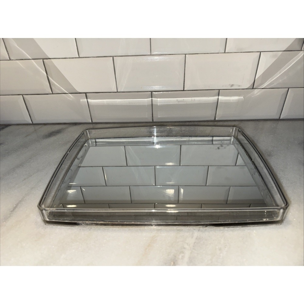 Vintage Vanity Lucite Acrylic Mirrored Tray Mid Century Modern‎ GW993